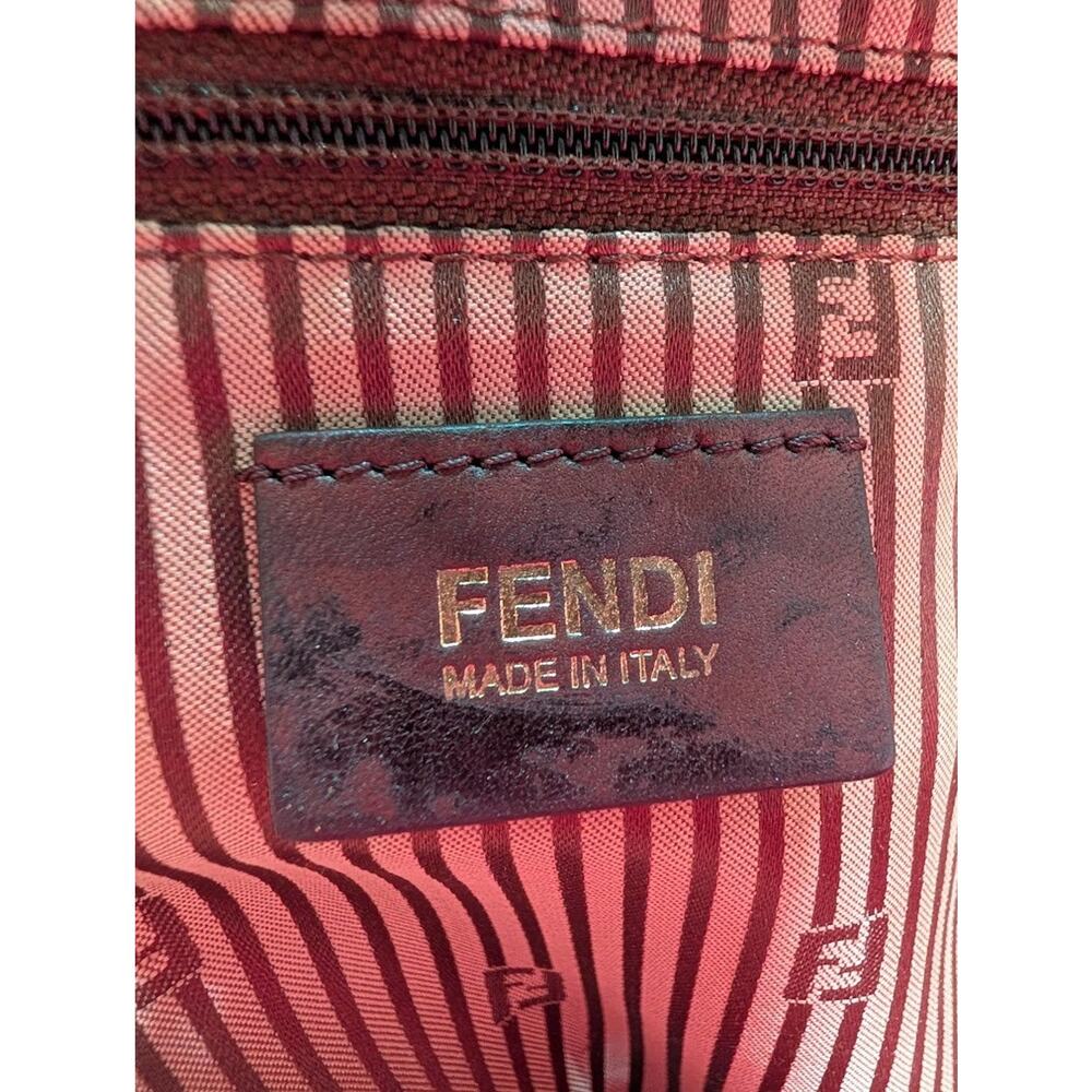 Fendi Shoulder Tote Brown Coated Canvas Distressed Finish Stabilized Vintage - Picture 2 of 14